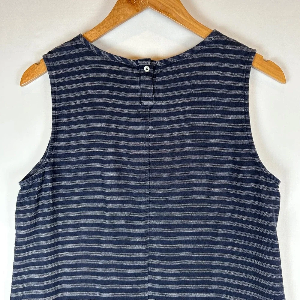 J Jill Linen Stripe Sleeveless Shift Dress Women Size S Blue Casual - Picture 9 of 10